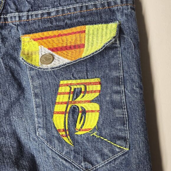 Vintage ‘90s Ruff Ryders Kids Size 10 Denim Jean Shorts DMX Hip Hop Streetwear - Picture 2 of 10